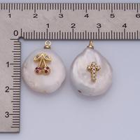 Bouquet de Breloques Perles Baroques Icônes Dorées |   Perles d'eau douce, motifs en laiton plaqué or 18 carats et zircon pour la création de bijoux DIY