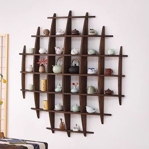 Estante de Madera Maciza Cuadrado Moderno y Sencillo, Estilo Duobao, Estante de Almacenamiento de Té Montado en la Pared, Estilo Chino, Yunzhi Min - Product Image 1