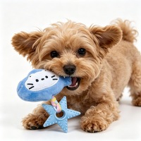 Jouet en peluche pour chien en forme de poisson bleu avec bande TPR, donut et couineur pour petits chiens, idéal pour les morsures et le soulagement de l'ennui