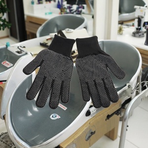 Gants de sécurité antidérapants en coton noir avec texture micro-diamantée en relief, poignet tricoté à couverture intégrale, usage général - Product Image 4
