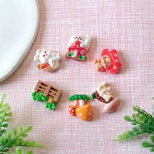 สัตว์เลี้ยงในสวนนางฟ้าทรงหลังแบนทำจากเรซิน100ชิ้น/ล็อตการ์ตูนน่ารักกระต่ายเห็ดแมวสไลม์สำหรับเครื่องประดับงานฝีมือแบบทำมือ - Product Image 4