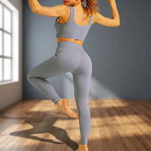 Conjunto Deportivo de Yoga de 2 Piezas para Mujer ASAP Apparels, Tirantes Cruzados, Cuello Redondo, Transpirable, Spandex/Nailon, Leggings de Cintura Alta - Product Image 5