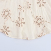 Robe décontractée pour femme, mini-robe ample à broderie florale personnalisée OEM/ODM, col en V, simple boutonnage, manches longues, à lacets