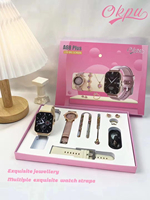 Coffret Cadeau Mode 6 en 1 Montre Intelligente A68plus Collier Bague Bracelet Boucles d'Oreilles Ensemble de Bijoux Montres pour Femmes Montre Intelligente Sportive A68 Plus