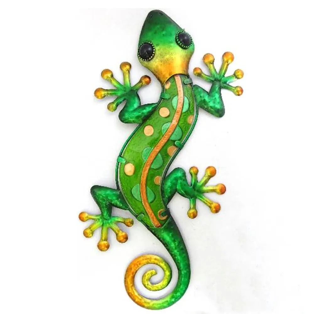 Home animal tree of life decoration modern living room metal art work gecko wall hanging decor manufacturers