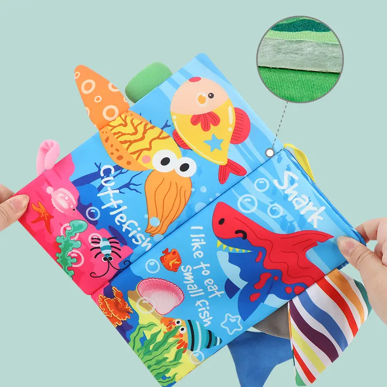 6 темов тканевые книги с животными и <span class=keywords><strong>хвост</strong></span>ом, Мягкая тканевая 3d-книга с шуршащим звуком для чтения, Развивающие детские игрушки, подарок для новорожденных
