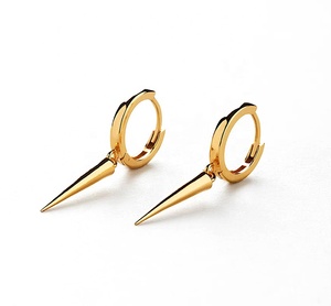 Wholesale <b>Fine</b> Jewelry 2024 18k Gold Plated 925 Sterling Silver Statement Spike <b>Hoop</b> <b>Earrings</b> - Product Image 3
