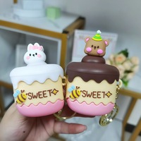 Porte-clés Fidget Ours Gâteau Pop-up en PVC Souple, Jouet Sensoriel Anti-stress, Breloque de Sac, Cadeau, Boîte Surprise