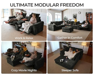 <span class=keywords><strong>Canapé</strong></span> inclinable modulaire surdimensionné avec ottoman de rangement et tiroir, en forme de L profonde, 6 places, inclinable <span class=keywords><strong>électrique</strong></span>ment - Product Image 5