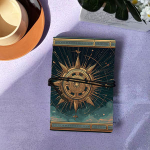 Cahier A6 fait à la main Design vintage fermeture à cravate 160 pages cadeau doux pour les photographes avec boussole de style Steampunk avec - Product Image 1