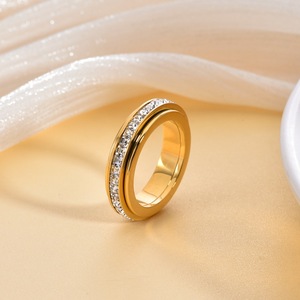 Rotating Double <b>Circle</b> <b>Ring</b> for Women | Stainless Steel with Cubic Zirconia | Trendy Fashion <b>Ring</b> - Product Image 2