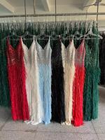 Neues 2022 Luxuriöses Perlenkleid mit Federn, Sexy Schlitz am Oberschenkel, Transparentes Langes Elegantes Abendkleid