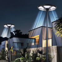 Lampe solaire LED de jardin en forme de soucoupe volante unique, lampadaire LED rond