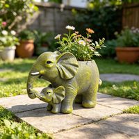 Figurine en résine éléphant mère et bébé, texture vintage, animal familial chaleureux pour décoration de table intérieure