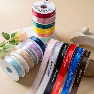 Custom Logo Luxury Decoration Roll Packaging Double Satin <b>Ribbon</b> Gold Printing Flower Gift <b>Ribbon</b> Gross Grain Wedding - Product Image 1