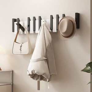 Solid wood piano key <b>coat</b> rack, wall-mounted <b>coat</b> <b>hooks</b>, bedroom, entryway, behind the front door, walnut no-drill <b>coat</b> rack - Product Image 3