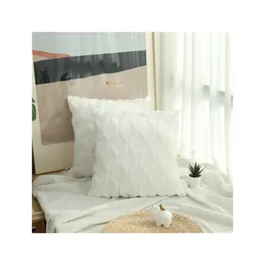 Travesseiro de pelúcia cor sólida sofá travesseiro capa simples criativo geométrico diamante bloco bordado almofada fronha capa