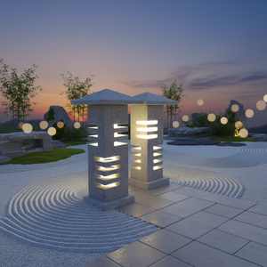 <span class=keywords><strong>Borne</strong></span> solaire moderne en pierre : Marqueur de chemin pour patio/jardin - Product Image 1