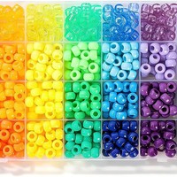 Lot de 28 compartiments de perles acryliques multicolores à grand trou pour bracelets Kandi, tresses de cheveux et kits d'artisanat