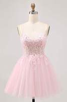 Nouvelle Robe Courte de Soirée Ocstrade à Bretelles Fines, Corset, Dentelle Florale, Tulle Scintillant, Robe de Fête d'Anniversaire, Robes de Cocktail pour Femmes