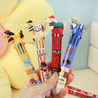 Stylos de couleur à motif de chien de dessin animé mignon, en boîte, de haute qualité, marqueurs créatifs à pression, vente en gros, fournitures scolaires pour enfants, stylos de couleur en boîte