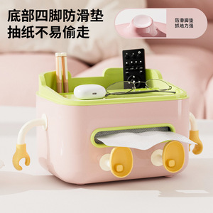 Boîte à mouchoirs multifonctionnelle avec organisateur de rangement pour chambre à coucher, salon, table basse, design de dessin animé - Product Image 3