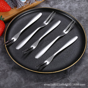 304 Stainless Steel Fruit Fork Dishwasher Safe For Home Restaurant <b>Dessert</b> Cake Salad Mooncake Use Solid Color - Product Image 4