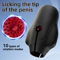 Copa de Masturbación Eléctrica con Lengua Giratoria, Ejercitador de Pene, Juguetes Sexuales Masculinos, Vibración Automática, Masturbador Masculino