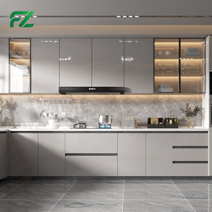 Modernos Gabinetes de Cocina Metálicos con Cestas Elevables sin Tiradores y de Tamaño Personalizable para Cocinas Domésticas - Product Image 2