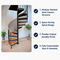 Escalier en spirale moderne en fer forgé sur mesure, structure extérieure en acier, main courante antirouille, escaliers préfabriqués écologiques pour cour