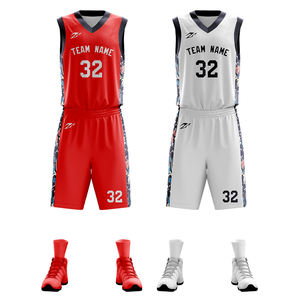 Maglia da basket da uomo in maglia di poliestere ricamata alta qualità con stampa di sublimazione stampata con logo personalizzato - Product Image 1