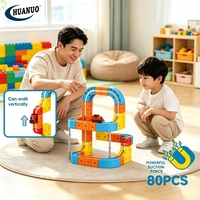 Ensemble de 80 blocs de train magnétiques avec ventouses, jeu créatif de construction de voies ferrées pour enfants, jeu de construction vertical DIY