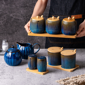 Piatto da Cena in Porcellana Blu a Forma <span class=keywords><strong>di</strong></span> Fiore da 8 Pollici con Smalto Reattivo Creativo Europeo del Marchio TECANXIN, Ecologico e Cotto in Forno - Product Image 2
