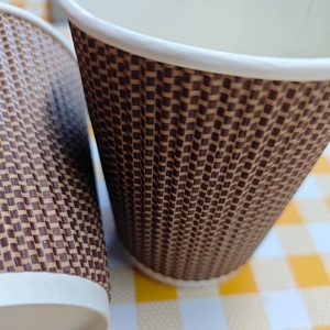 Custom Print Design Ripple Double Wall Embossed Eco-Friendly Disposable <b>Takeaway</b> Hot <b>Coffee</b> Paper Cup - Product Image 6