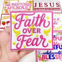 Patch brodé de foi chrétienne, badge avec slogan de Jésus, accessoire religieux thermocollant en gros pour la décoration de vêtements et sacs