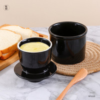 Réservoir à huile en céramique jaune avec couvercle, récipient de stockage de beurre pour la cuisine domestique, logo personnalisé, réservoir en céramique de couleur unie simple