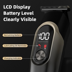 เครื่องตัดผมไร้สายแบบมืออาชีพ 5-in-1 พร้อมจอ LCD ชาร์จไฟได้ ใช้สำหรับโกนหนวด ตัดผม ตัดขนจมูก และขนเครา สำหรับผู้ชาย ใช้ได้ทั้งที่บ้านและร้านตัดผม - Product Image 2