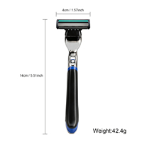Rasoir à trois lames avec manche en métal, système de cartouche interchangeable, rasoir en blister, triple lame