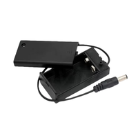 Support de batterie 9V GW avec interrupteur marche/arrêt et prise DC5.5, boîte noire (1 pièce)
