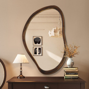 Personalizzare a parete Moderna Grande struttura <span class=keywords><strong>in</strong></span> legno irregolare specchio con vetro asimmetrico Art Design per la decorazione del <span class=keywords><strong>bagno</strong></span> di casa - Product Image 4