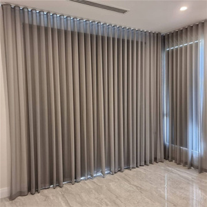 <span class=keywords><strong>Tende</strong></span> in <span class=keywords><strong>Tulle</strong></span> con Piega a S Incorporata per Finestre alla <span class=keywords><strong>Francese</strong></span>, <span class=keywords><strong>Tende</strong></span> Trasparenti a Onda Piatta in Lino per Hotel con Soffitti Alti - Product Image 4