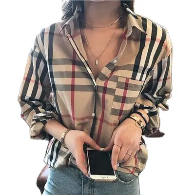 2021 Low price stripe Fabric Type 100% polyester material Modal material women's shirts and blouses