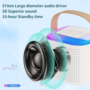 Y1 Mini All-<span class=keywords><strong>In</strong></span>-<span class=keywords><strong>One</strong></span> Karaoke <span class=keywords><strong>Speaker</strong></span> Met Draadloze Rgb Licht Microfoon Tf Kaart 2 Microfoons Voor Bluetooth Systeem - Product Image 3