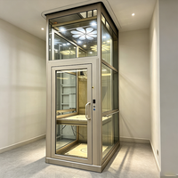 Ascenseur de villa moderne, élévateur résidentiel durable, cabine hydraulique en verre trempé, porte en acier, entrée 2 à 4 étages, 300 kg, certifié CE