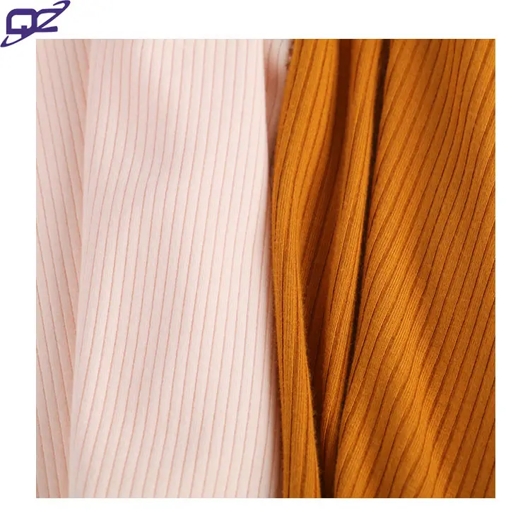 Shaoxing Professional Reply Plain Dye Skin Friendly High Stretch Anti-Static Polyester Rib Cotton Fabric For Dress