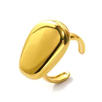 Glänzender Breiter Doppelschichtiger Offener Statement-Ring, Edelstahl Minimalistischer Vergoldeter Mode-Bandring für Tägliches Tragen
