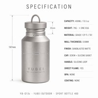 Bouteille d'eau en titane pour sports de plein air, ensemble de gourdes en titane pur, tasse saine portable pour eau bouillante, tasse de voyage