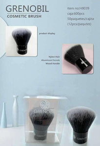 Pennello per sopracciglia Grenobil Kabuki, setole sintetiche, ghiera in alluminio rinforzata, manico in plastica, pennello per trucco - Product Image 3