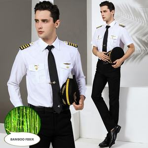 Mais recente Design Camisa Piloto dos homens com dragonas anexadas Uniforme Casual Formal Respirável Fabricado Camisa Uniforme Piloto - Product Image 4
