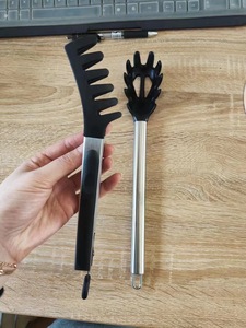 Cuillère à spaghetti de haute qualité, pince à pâtes antiadhésive en silicone, fourchette à spaghetti avec manche en acier inoxydable, pince alimentaire, lot de 2 - Product Image 5